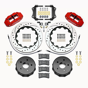 WILWOOD FNSL4R Rear Kit,14.00, Drilled, Red 2007-18 Jeep Wrangler JK w/Lines"