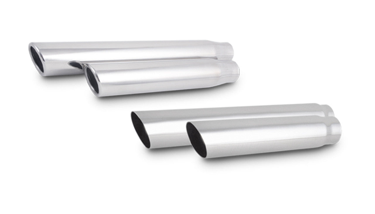 Exhaust Tip 4 Round Stainless Steel Truck/SUV (Single Wall, Angle Cut) - 2.5