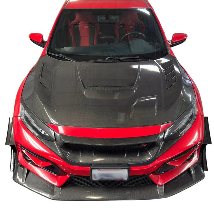 JDM Brand 2017-2021 Honda Civic FK8 Type-R JS Style Hood (Carbon fiber)