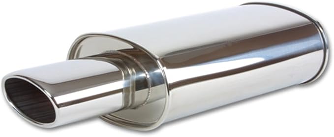 Muffler TURBO Oval 4.5 x 3 Oval Angle Cut Tip - 3 Inlet I.D.