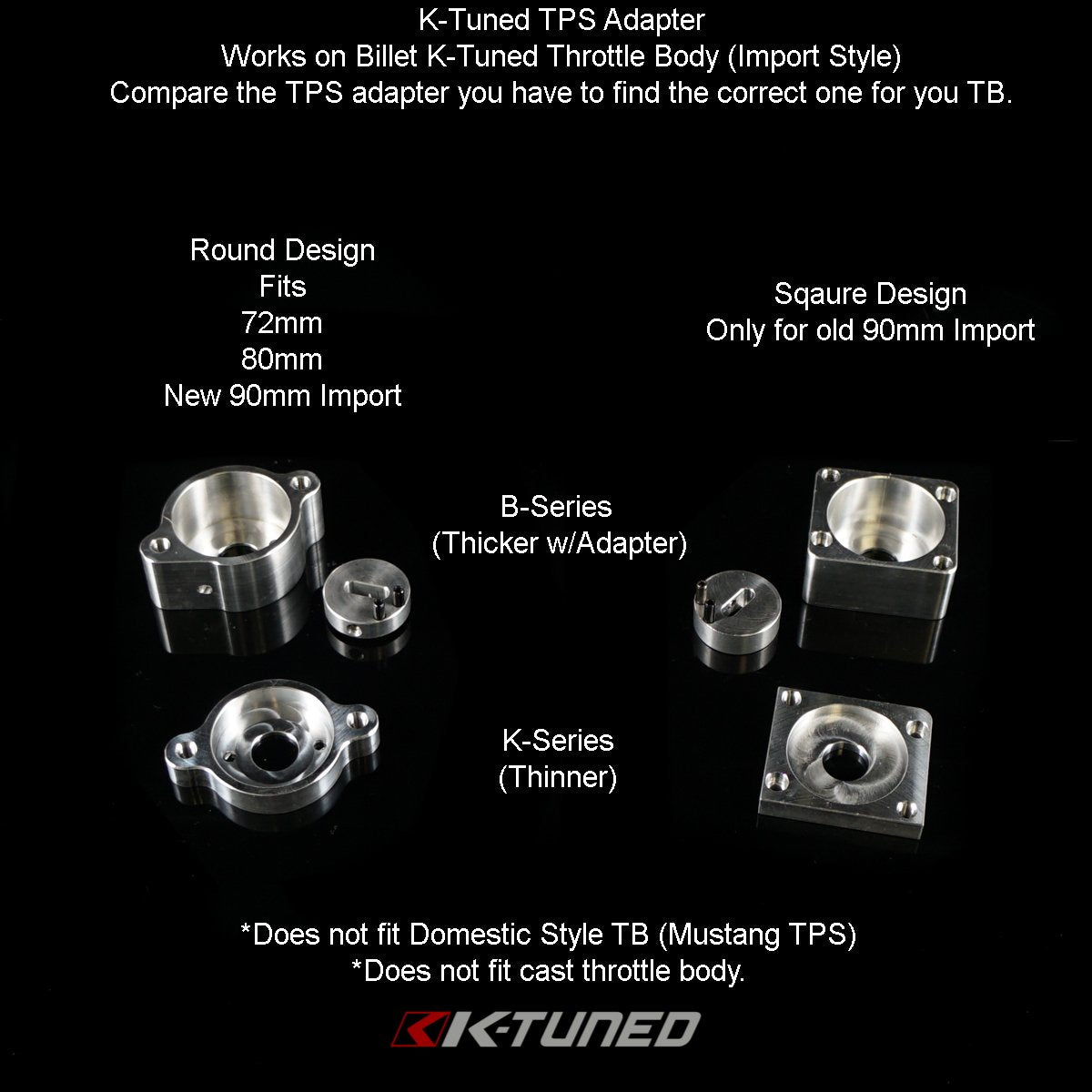 K-Tuned TPS Adapter (Only fits billet K-Tuned TB) - B-Series TPS (SQUARE FLANGE)