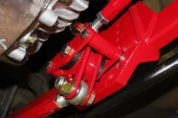 BMR Watts link, body mount, rod end/poly, adj axle clamps Red