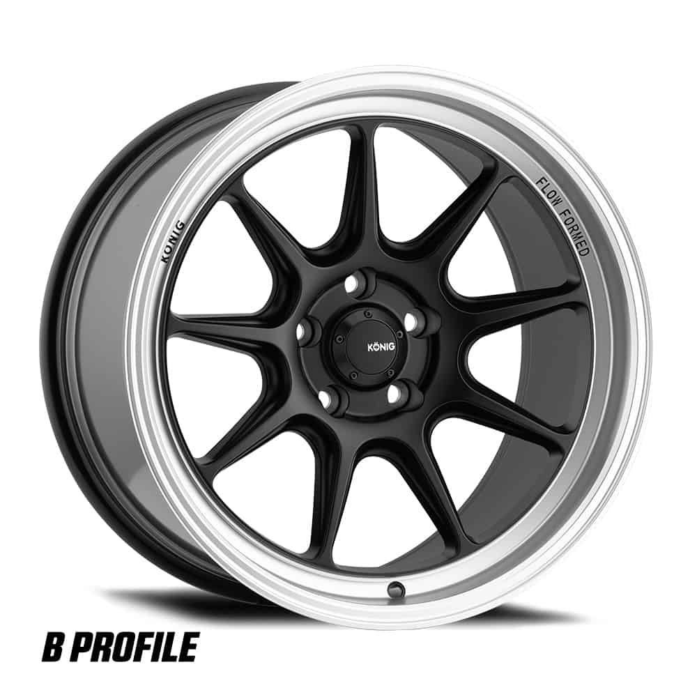 KONIG COUNTERGRAM 15 X 7.5 +35 4 X 100 CB73.1 MATTE BLACK / MATTE MACHINED LIP