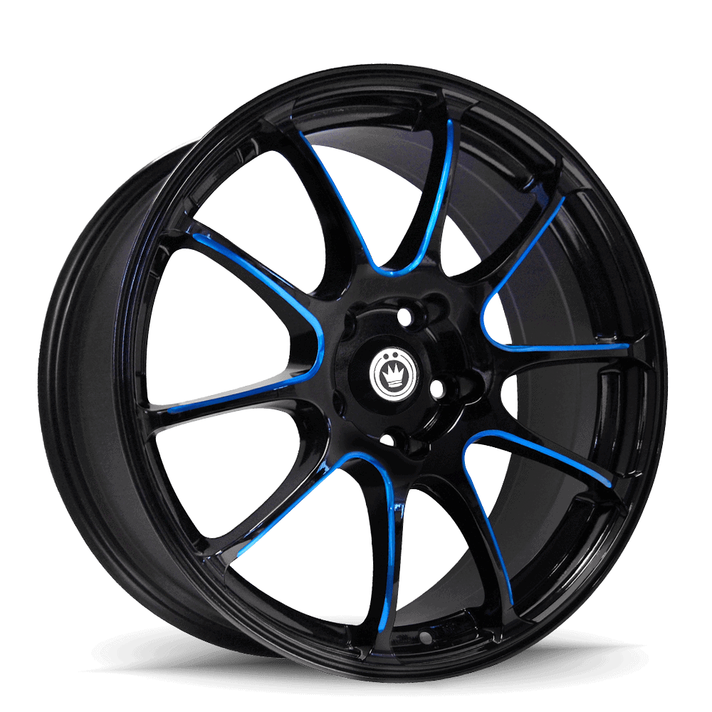 KONIG ILLUSION 18 X 8 +45 5 X 114.3 CB73.1 BLACK/BALL CUT BLUE