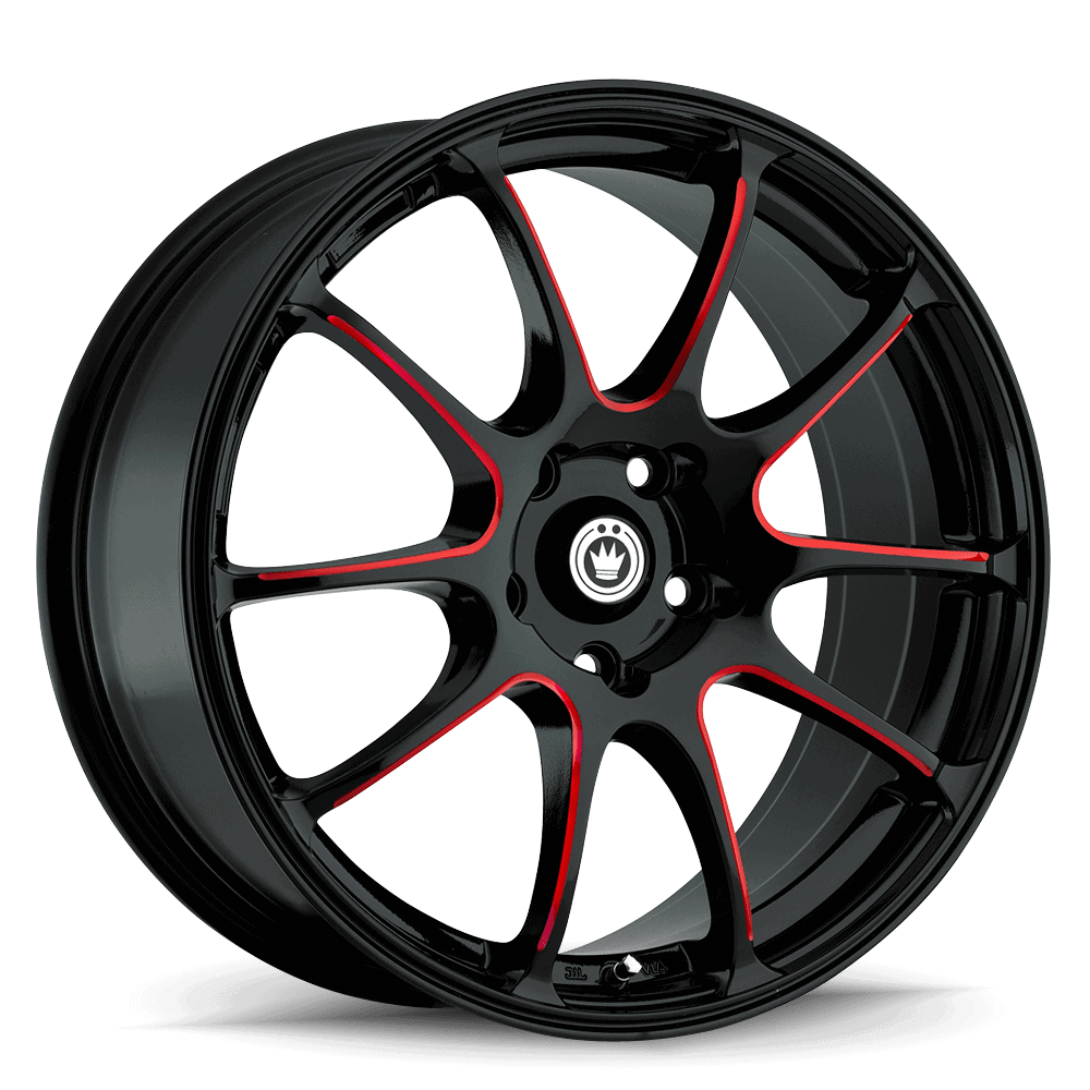 KONIG ILLUSION 18 X 8 +45 5 X 114.3 CB73.1 BLACK/BALL CUT RED