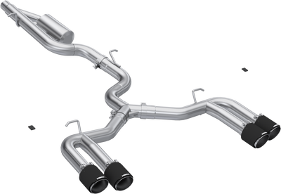 MBRP AUDI S3, 2.0L 2022 2024 T304 STAINLESS STEEL, 3" CAT-BACK, QUAD SPLIT REAR Carbon Tip
