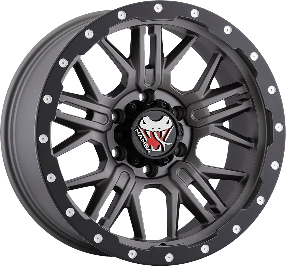 MAMBA M25 17 X 9 -12 5 X 127 CB78.1 MATTE GREY W/ BLACK LIP EDGE