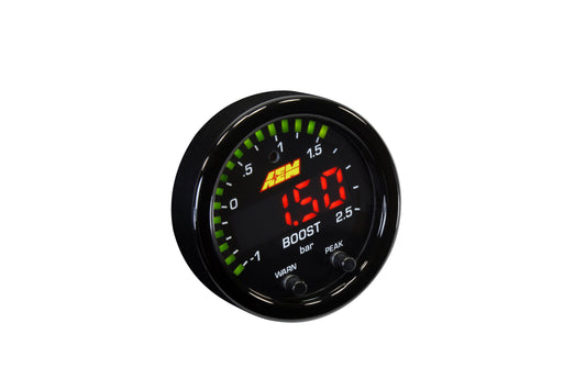 X-Series Boost Pressure Gauge -30inHg35psi / -12.5bar. Black Bezel & Black Fac