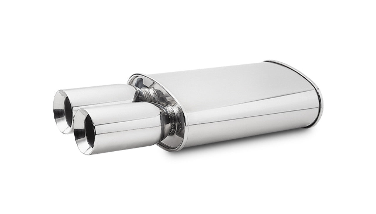Muffler TURBO Oval Dual 3.5 Round Tips - 2.5 Inlet I.D.