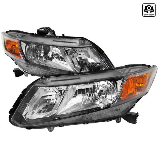 JDM Brand 2012-2013 Honda Civic Coupe / 2012-2015 Civic Sedan Crystal Headlights