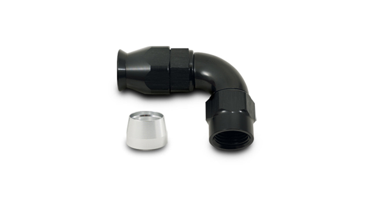 Aluminum 90 deg One Piece Hose End for PTFE lined hose; Size: -4AN