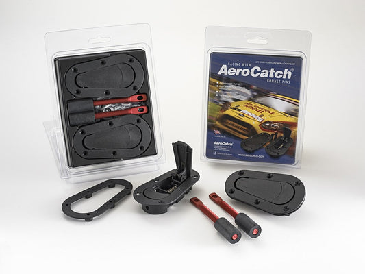 HOOD LATCH, AEROCATCH TOP MOUNT PLUS FLUSH KIT - BLACK