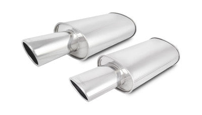 Muffler TURBO Oval Dual 3.5 Round Tips - 2.5 Inlet I.D.