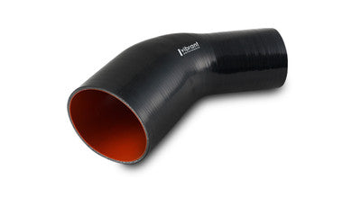 Silicone Transition Hose, 45 deg, 4ply Aramid, 3.00 in. x 4.00 in. In/Out, Black