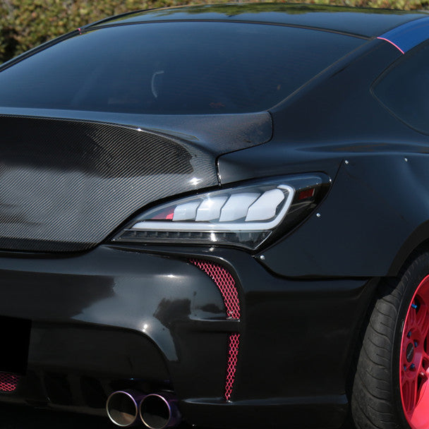 JDM Brand 2010-2016 Hyundai Genesis Coupe White Bar Sequential LED Tail Lights (Matte Black Housing/Clear Lens)