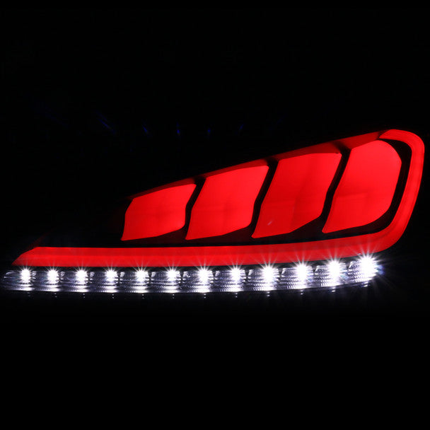 JDM Brand 2010-2016 Hyundai Genesis Coupe White Bar Sequential LED Tail Lights (Matte Black Housing/Clear Lens)
