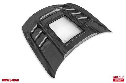 JDM Brand 2008-2015 Infiniti G37 Coupe CMST Tempered Glass Transparent Hood (Carbon Fiber)
