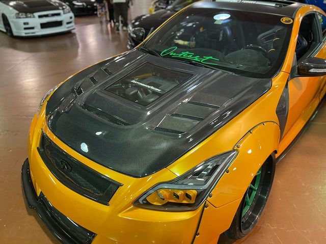 JDM Brand 2008-2015 Infiniti G37 Coupe CMST Tempered Glass Transparent Hood (Carbon Fiber)