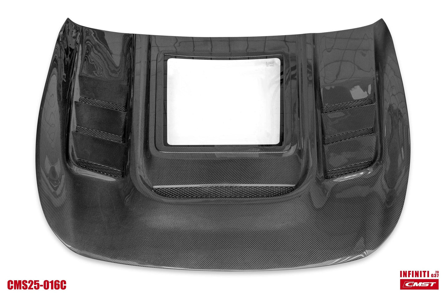 JDM Brand 2009-2013 Infiniti G37 Sedan CMST Tempered Glass Transparent Hood (Carbon Fiber)