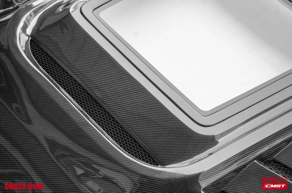 JDM Brand 2009-2013 Infiniti G37 Sedan CMST Tempered Glass Transparent Hood (Carbon Fiber)