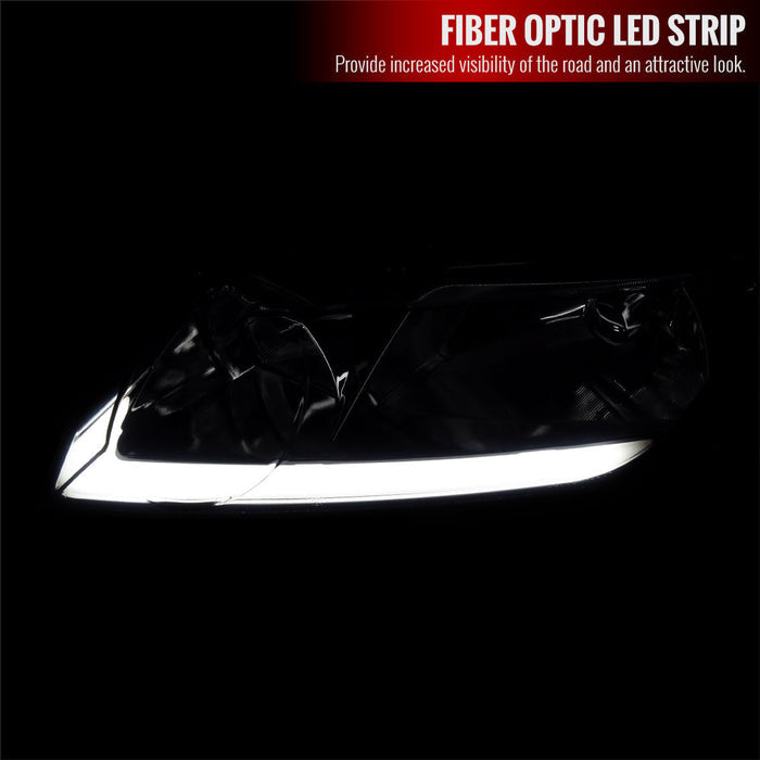 JDM Brand 2006-2011 Honda Civic 4DR Sedan Factory Style Headlights w/ LED Strip (Chrome Housing/Smoke Lens)