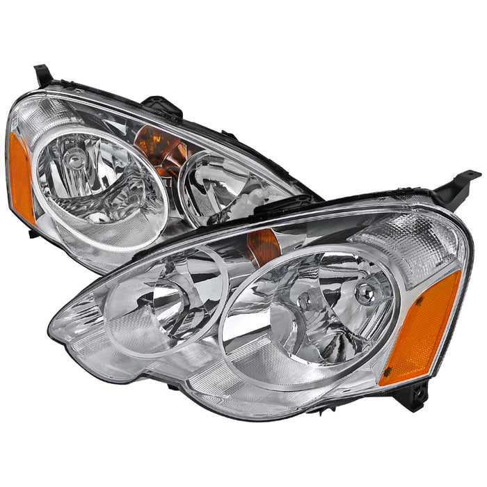 JDM Brand 2002-2004 Acura RSX Factory Style Headlights w/ Amber Reflectors (Chrome Housing/Clear Lens)