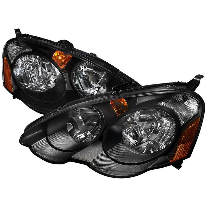 JDM Brand 2002-2004 Acura RSX Factory Style Headlights w/ Amber Reflectors (Matte Black Housing/Clear Lens)