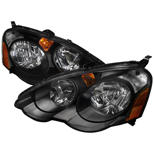 JDM Brand 2002-2004 Acura RSX Factory Style Headlights w/ Amber Reflectors (Matte Black Housing/Clear Lens)
