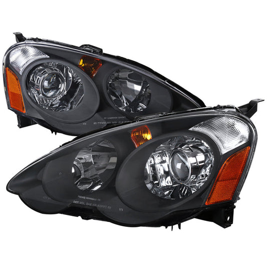 JDM Brand 2002-2004 Acura RSX Retro Style Projector Headlights w/ Amber Reflectors (Matte Black Housing/Clear Lens)