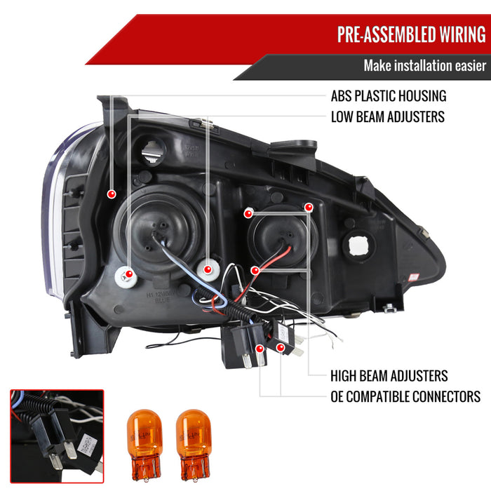 JDM Brand 2002-2004 Acura RSX Dual Halo Projector Headlights (Chrome Housing/Clear Lens)