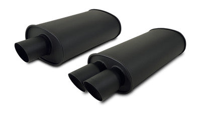 Muffler FLAT BLACK Oval Dual Outlet - 4 Inlet I.D.