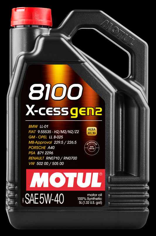 Motul 8100 X-CESS GEN2 Synthetic 5W-40 Motor Oil, 5 Liter