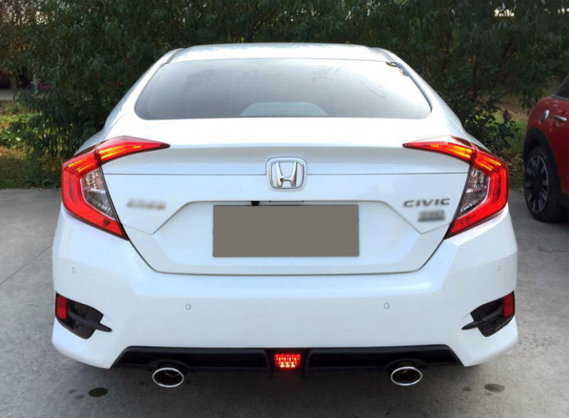 JDM Brand 2016-2018 Honda Civic Sedan Rear Red LED Diffuser For Dual Exhaust Models