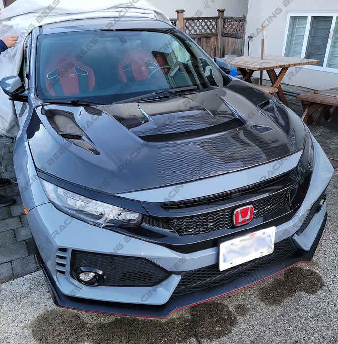 JDM Brand 2017-2021 Honda Civic FK8 Type-R VR Style Hood (Carbon fiber)