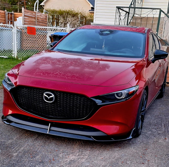 JDM Brand 2019+ Mazda 3 Hatchback V Style Front Bumper Lip (Black)
