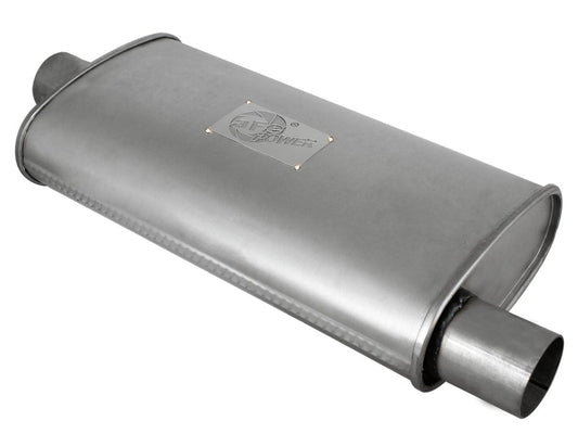 aFe Scorpion Aluminized Steel Muffler 2-1/2 In/Out, 4"H x 9"W x 18"L Center/Off"