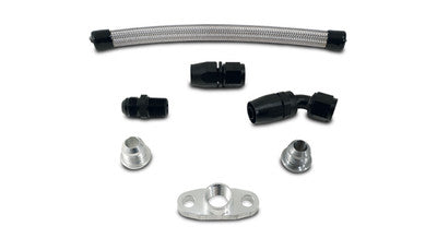 Universal Top Mount GT Oil Drain Kit (20 Teflon SS hose, Fittings, Oil Pan Bung