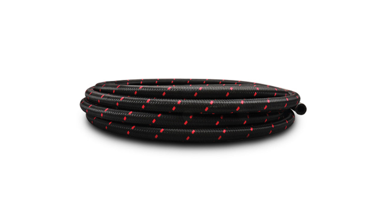 '-4 AN Two-Tone Black/Red Nylon Braided Flex Hose (10 foot roll)