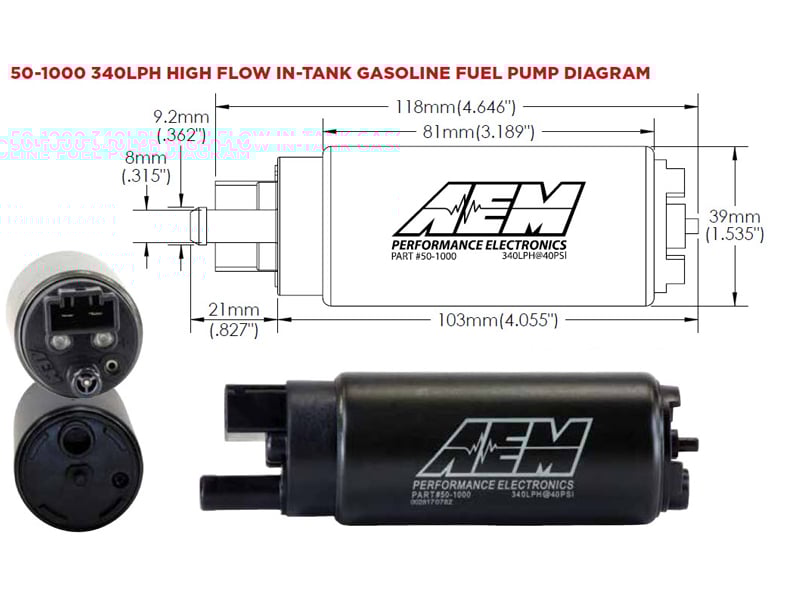 FUEL PUMP High Flow In-Tank 320lph@43psi.w/Inst Kit.