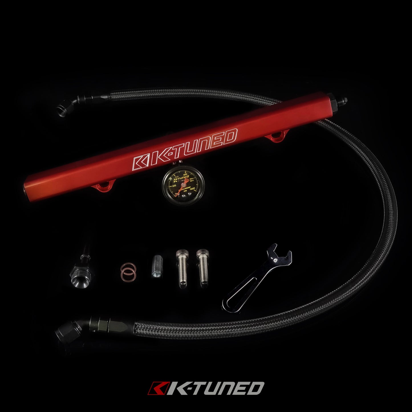 K-Series Fuel Rail Kit with Factory K-Series Side Feed with Gauge (RSX/EP3/8th/9th Gen Civic) - Black