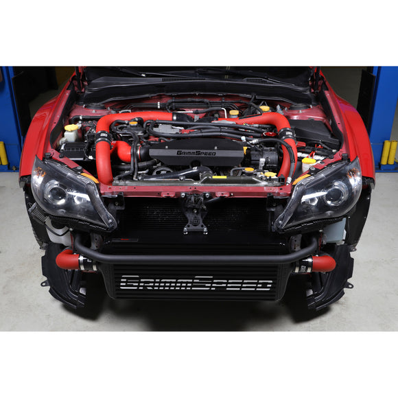 Grimmspeed Front Mount Intercooler Kit Black Coated Red Piping For Subaru 08-14