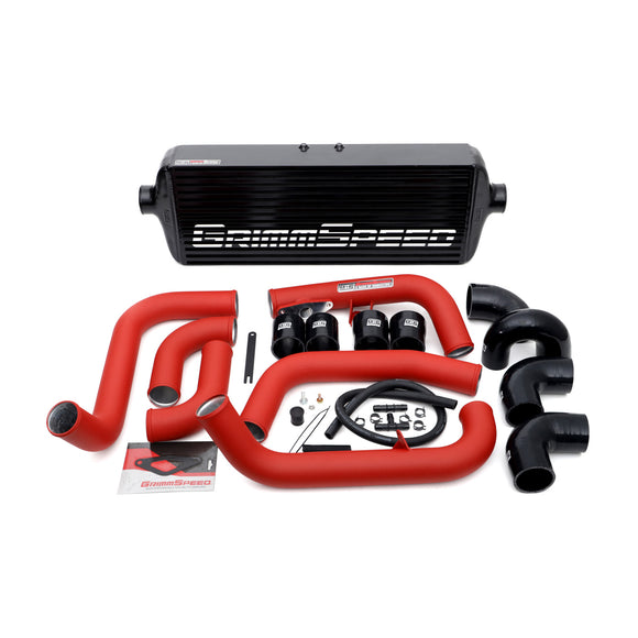 Grimmspeed Front Mount Intercooler Kit Black Coated Red Piping For Subaru 08-14