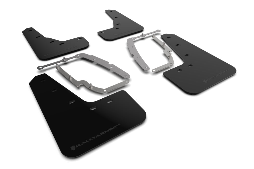 Rally Armor Mud Flaps Tesla 3 2017-23 (Black/Metallic Black Logo)