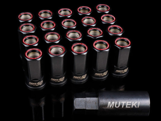 MUTEKI HR50 OPEN END LUG KIT 14X1.50 BLACK / RED RING 50MM