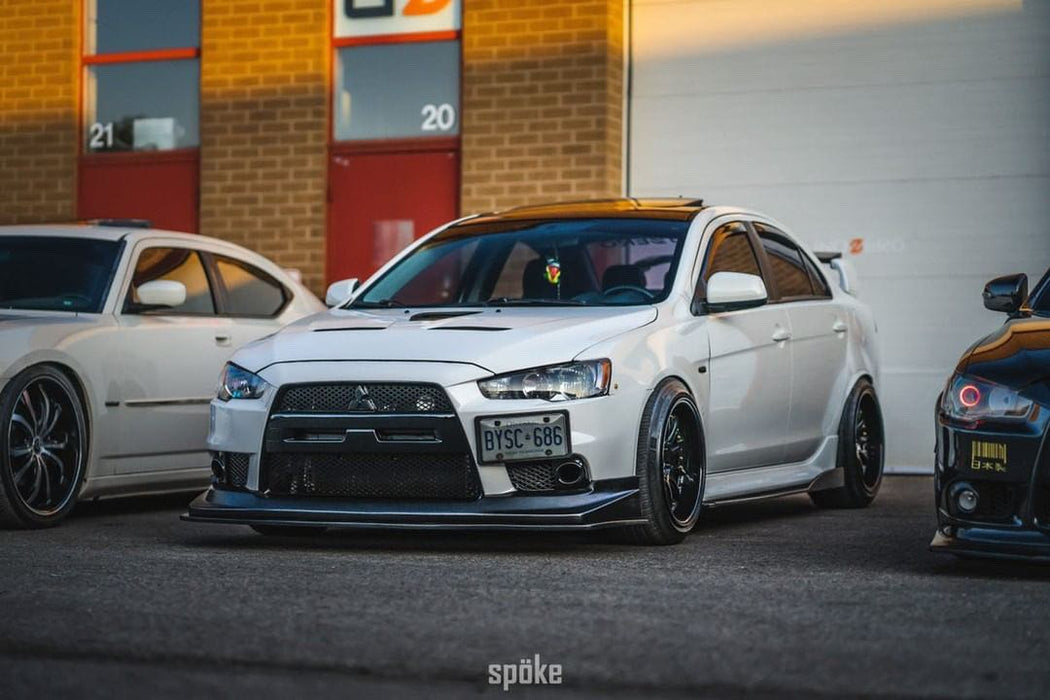 JDM Brand 2008-2015 Mitsubishi Evolution 10 V Style Front Bumper Lip + Lower Splitter