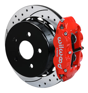 WILWOOD FNSL4R Rear Kit,14.00, Drilled, Red 2007-18 Jeep Wrangler JK w/Lines"