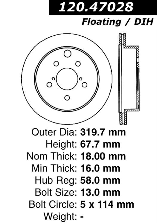 Premium Brake Rotor 2006 - 2007 Subaru B9 Tribeca, 2008 - 2014 Subaru