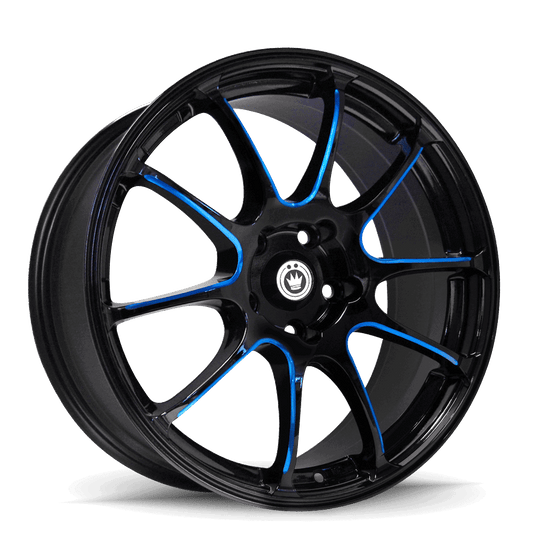 KONIG ILLUSION 18 X 8 +45 5 X 114.3 CB73.1 BLACK/BALL CUT BLUE