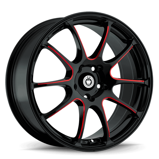 KONIG ILLUSION 18 X 8 +45 5 X 114.3 CB73.1 BLACK/BALL CUT RED