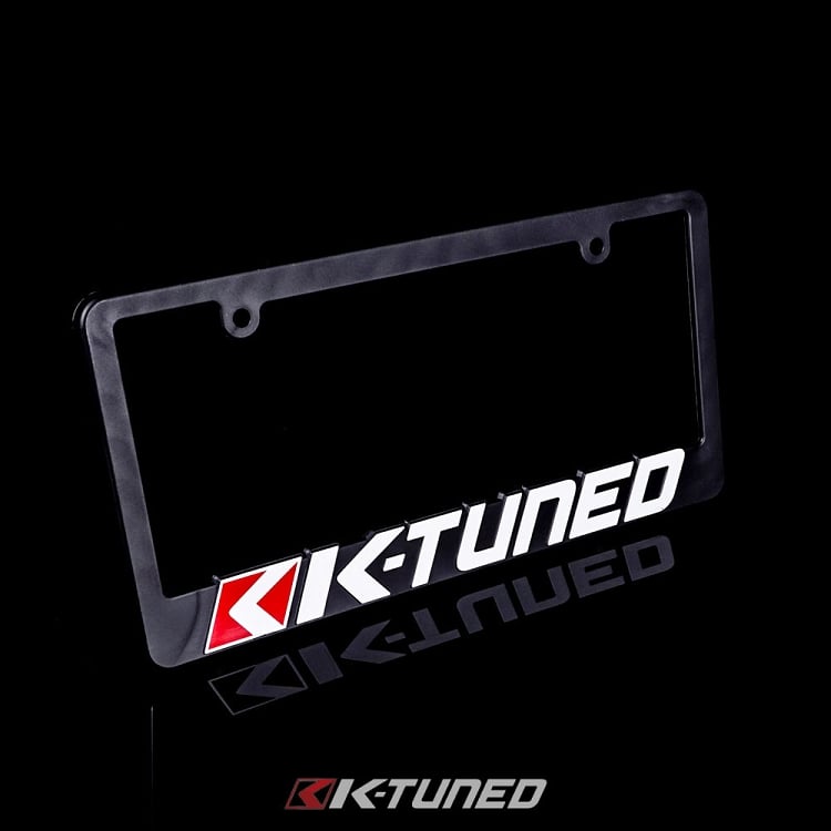 License Plate Frame - White and Red Logo